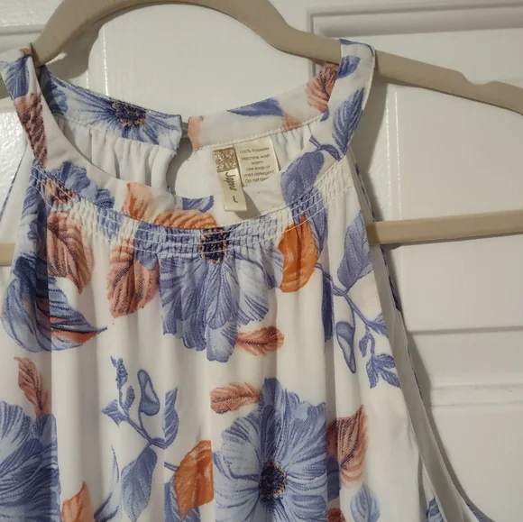 NWT JAPNA Maxi Dress White Blue Floral Halter Lined Maxi Dress Women’s Sz Large - Picture 4 of 10